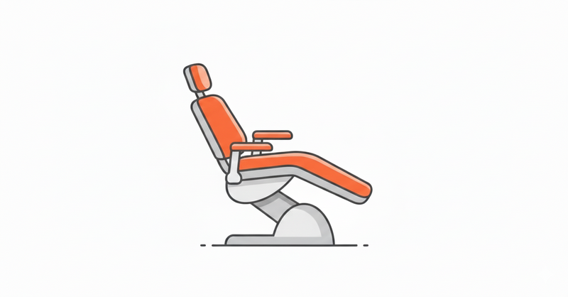 Illustration of an orange dental chair on a white background